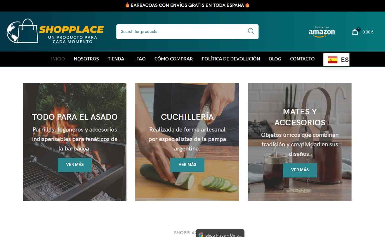 Shopplace — portada de la tienda online