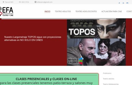 Diseño de página web para escuela de Cine EFA Actuación se muestra inicio