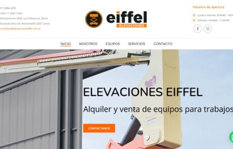 Diseño web institucional para Eiffel Elevaciones se muestra el inicio