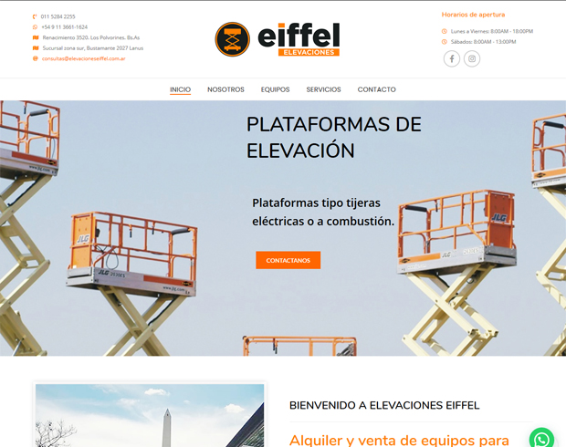 Diseño de página Web institucional Eiffel Elevaciones